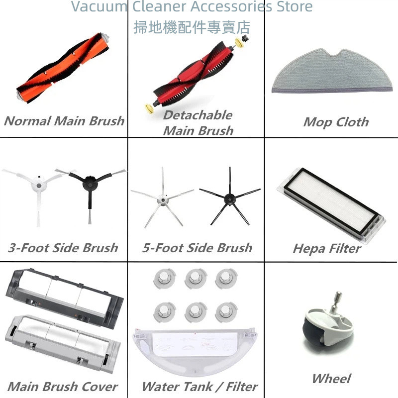 Xiaomi Roborock S5 S6 Pure S60 S65 S50 E25 E4 หุ่นยนต์เครื่องดูดฝุ่นอุปกรณ์เสริมแปรงหลักแปรงด้านข้าง