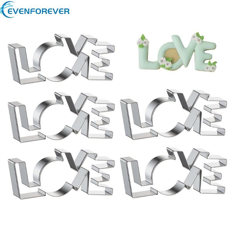 EV 5 ชิ้นกดบิสกิตแม่พิมพ์สแตนเลสเครื่องตัดขนมเครื่องมืออบวันวาเลนไทน์เครื่องตัดคุกกี้ทําความสะอาดง่า