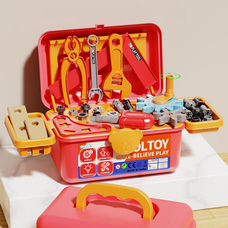 BHQ ของเล่นช่างซ่อม DIY การจําลองการขันสกรูสว่านไฟฟ้า ไขควงไฟฟ้า ของเล่นกล่องซ่อมความจุสูง - รูปที่ 6