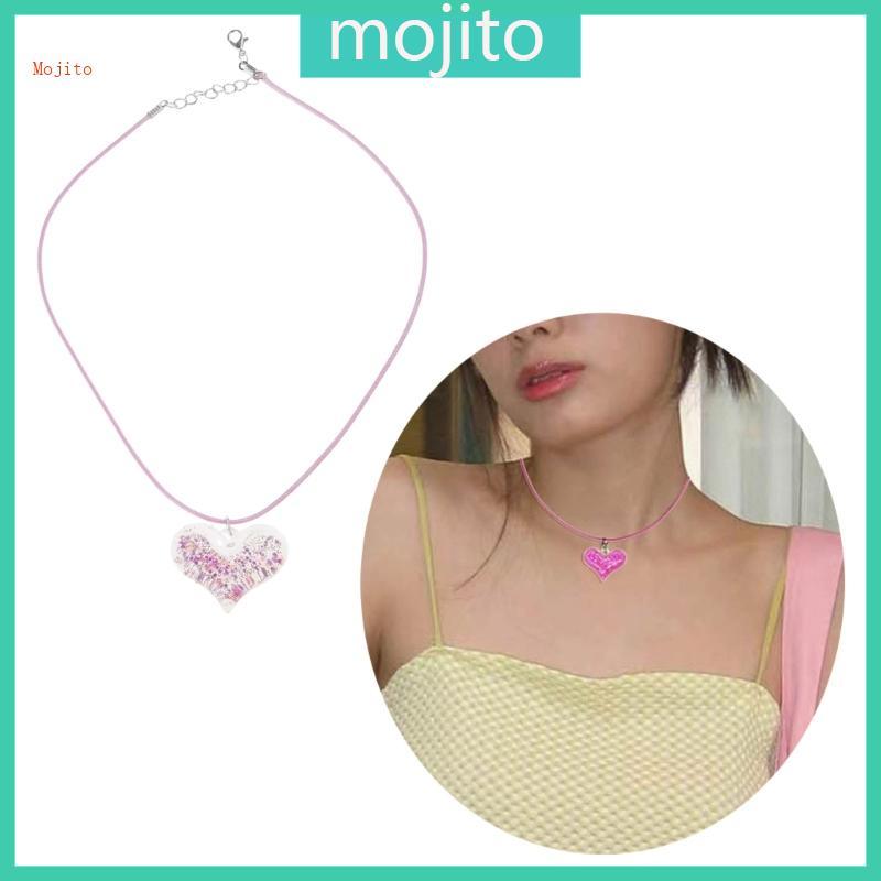 Mojito Heart Star ดอกไม้จี้สร้อยคอ Harajuku สร้อยคอ Sweet Cool Y2k เครื่องประดับ 2023