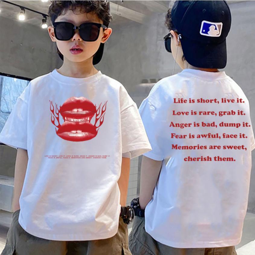 COD 100% Soft Cotton "Red Lips Tee" - Basic T-Shirt for Kids,