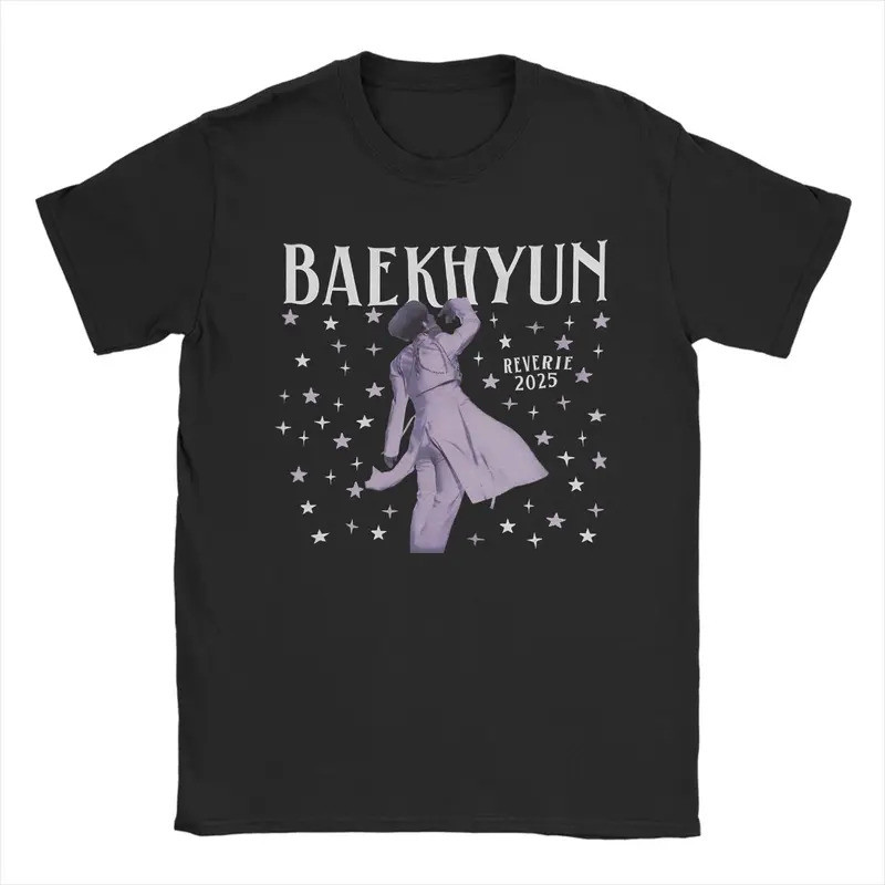 ทัวร์ Baekhyun Reverie เสื้อยืด Baekhyun สำหรับผู้ชาย เสื้อยืดผ้าฝ้ายสนุก คอวี เสื้อยืดแขนสั้น เสื้อ