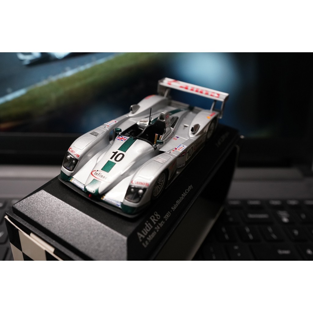 [คลังสินค้าพร้อม] Mini Cut 1: 43 Audi R8 Le Mans รถแข่ง 24 ชั่วโมง, Audi R8 Le Mans 24H 2003 #5 Salo