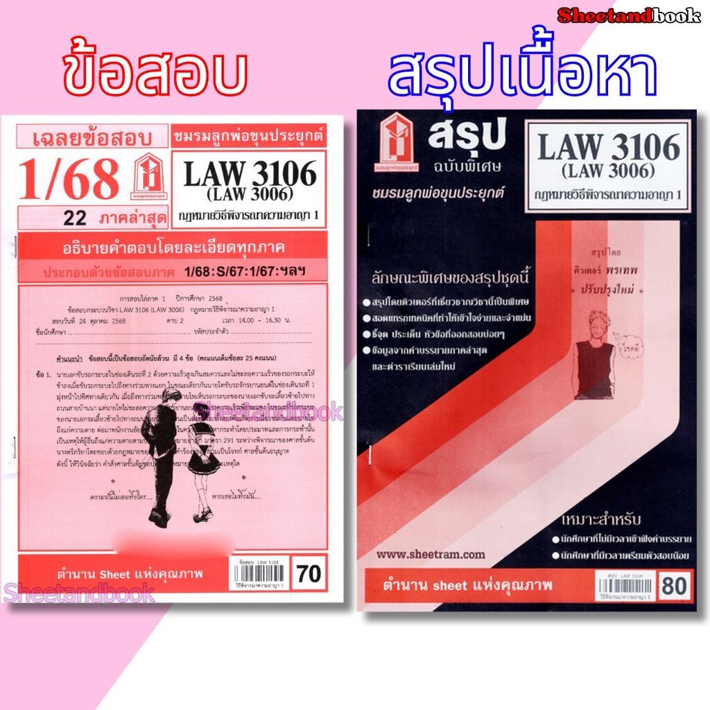 ชีทราม LAW3106,LAW3006 (LA 306) กฎหมายวิธีพิจารณาความอาญา 1 กฎหมายวิ.อาญา 1 Sheetandbook LKS0063