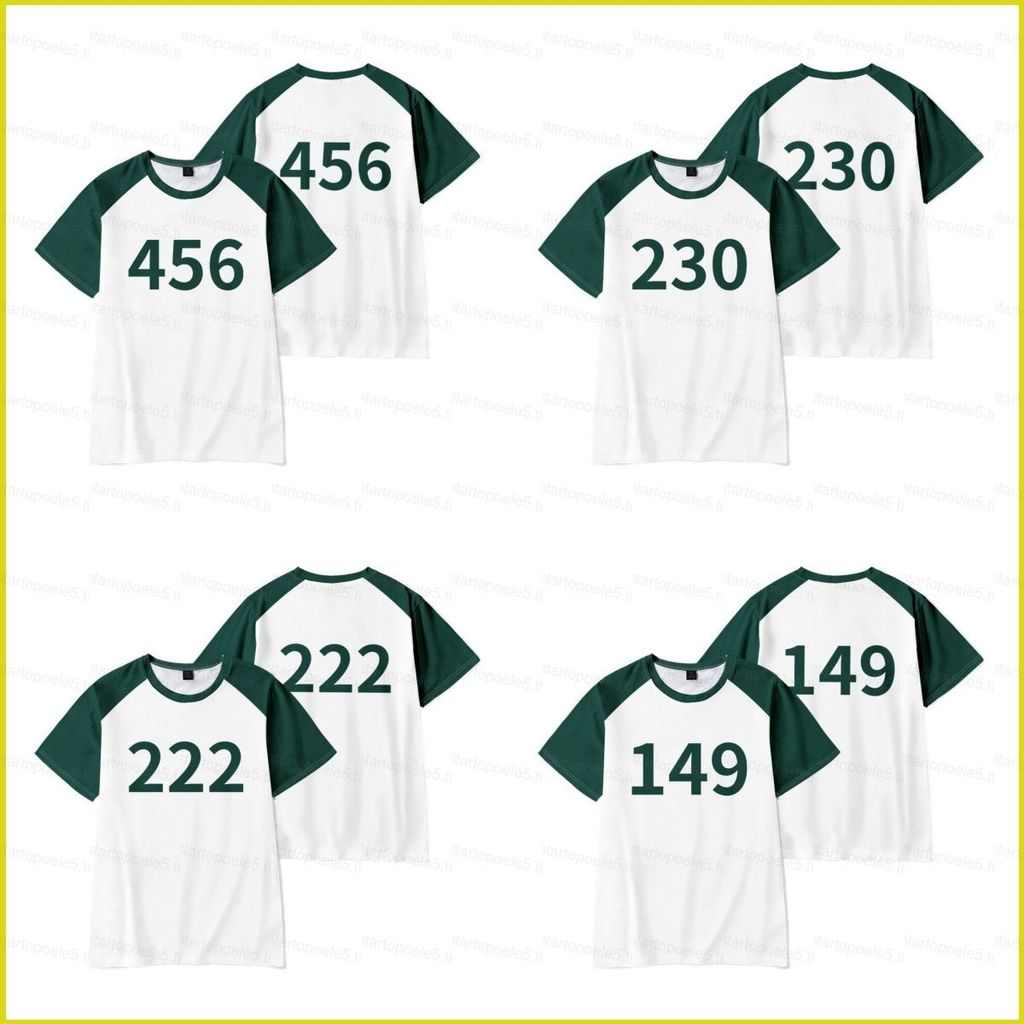 Squid Game Season 2 หมายเลข 230 456 222 149 เสื้อยืดฤดูร้อนอะนิเมะแขนสั้นด้านบน