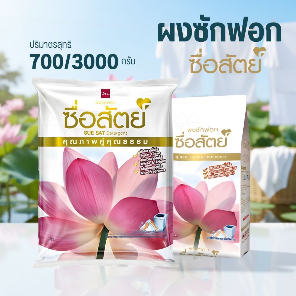 ผงซักฟอกซื่อสัตย์ ขนาด 700/3000 กรัม ราคาคุ้มค่า ถูกใจคุณแม่บ้าน