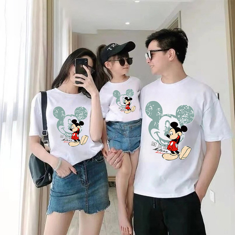 【จัดส่งวันเดียวกัน&COD】เสื้อยืดผ้าฝ้ายเด็กลายมิกกี้เมาส์ ใส่ได้ทั้งเด็กผู้ชายและเด็กผู้หญิง สวมใส่สบาย ระบายอากาศได้ดีชุดครอบครัว