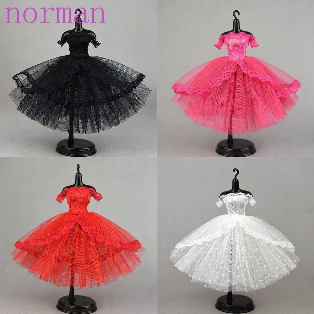 NORMAN ตุ๊กตาลูกไม้เสื้อผ้า, Tutu Dotted Prom Dress Doll Dress, Fashion Multilayer Evening Party Min