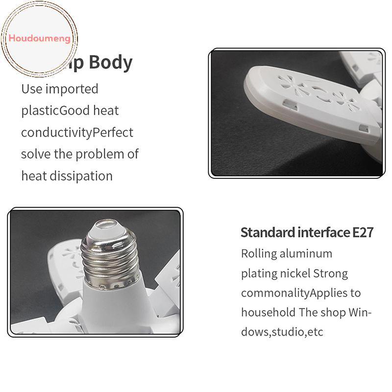 Houdoumeng 1PC E27 หลอดไฟ LED ในร่มหลอดไฟพัดลม Leaf Super Bright ตกแต่งบ้านห้องนั่งเล่นจัดแต่งทรงผมโ