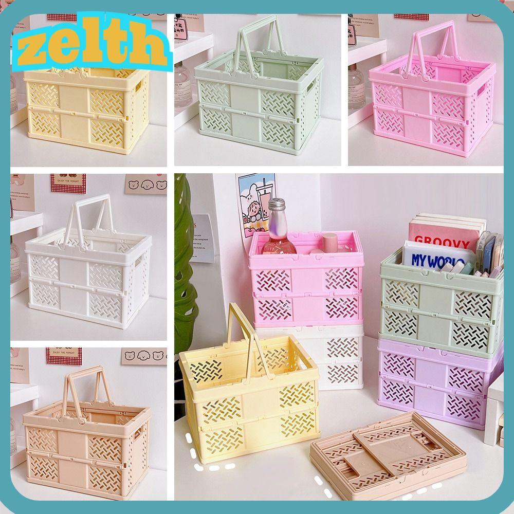 Zelth กล่องเก็บของ พับได้ มีประโยชน์ ตู้คอนเทนเนอร์แต่งหน้า ตะกร้า ชั้นวางของตกแต่ง