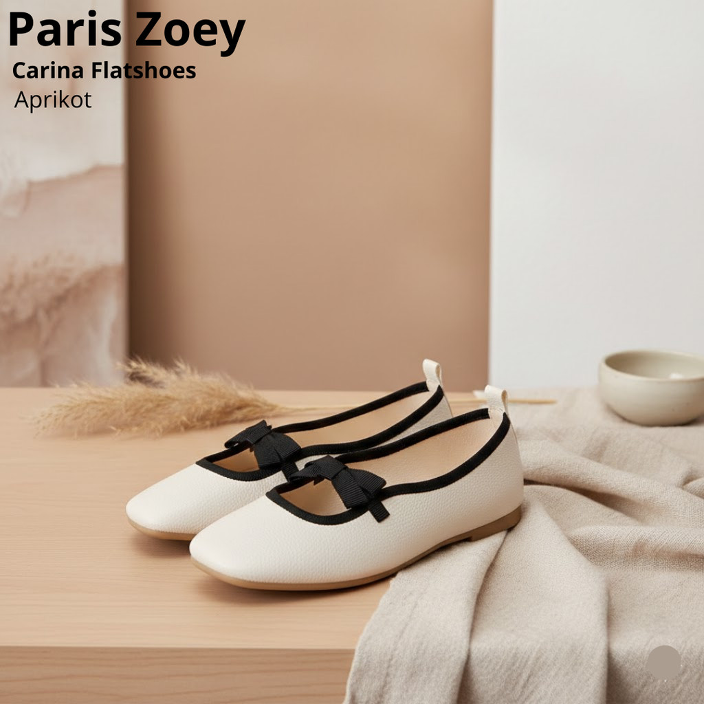 Paris Zoey Carina Flatshoes รองเท้าผู้หญิงหรูหราสีขาว รองเท้าแตะยางสีดําเรียบง่าย