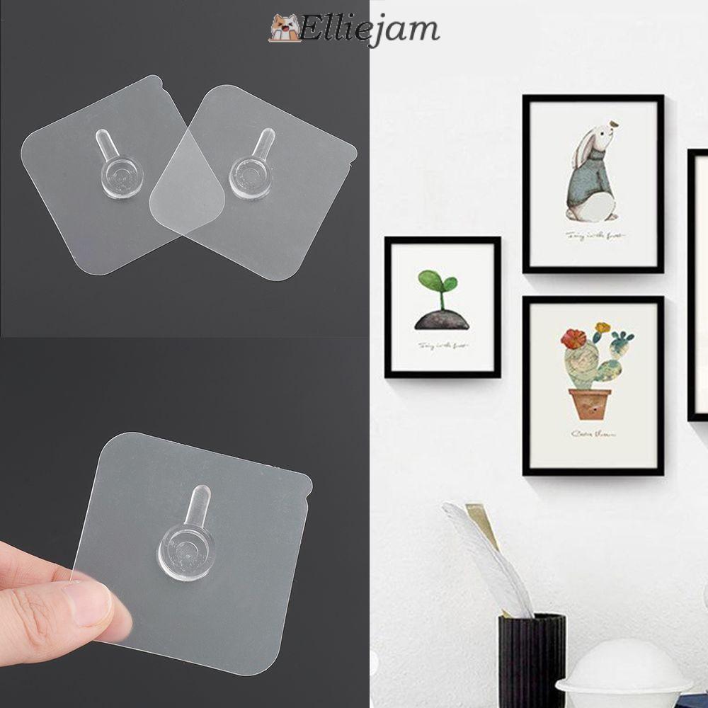 ELLIEJAM 2/4 ชิ้นตะขอกาวไม่มีรอยต่อโปสเตอร์กันน้ําโปร่งใส Home & Living ไม่มีเจาะไม้แขวนเสื้อ