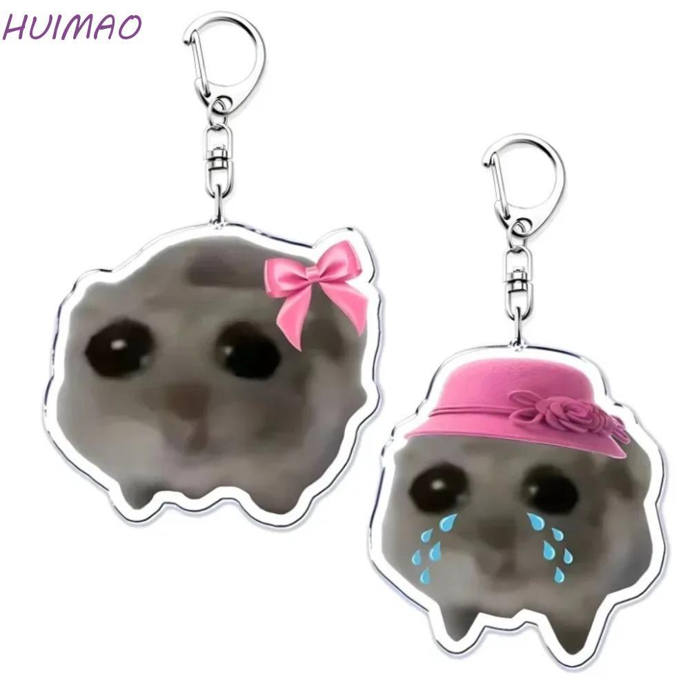 HUIMAO Sad Hamster Key Chain, Im Just a Girl Acrylic Kawaii Animal Hamster พวงกุญแจ, เครื่องประดับกา