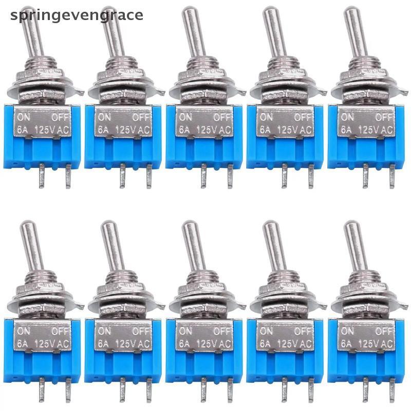 Springevengrace 10pcs DPDT Mini Toggle Switch 2pin 2 ตําแหน่งเปิด/ปิด Miniature Toggle Switch 6A 125