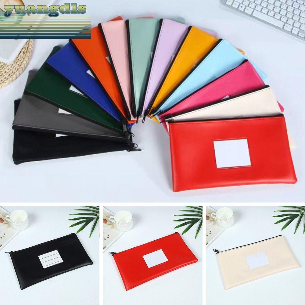 YUONG Bank Bag, Leather With Label Bank Deposit Bag, Bank Money Bag Pouch with Zipper Money Pouch