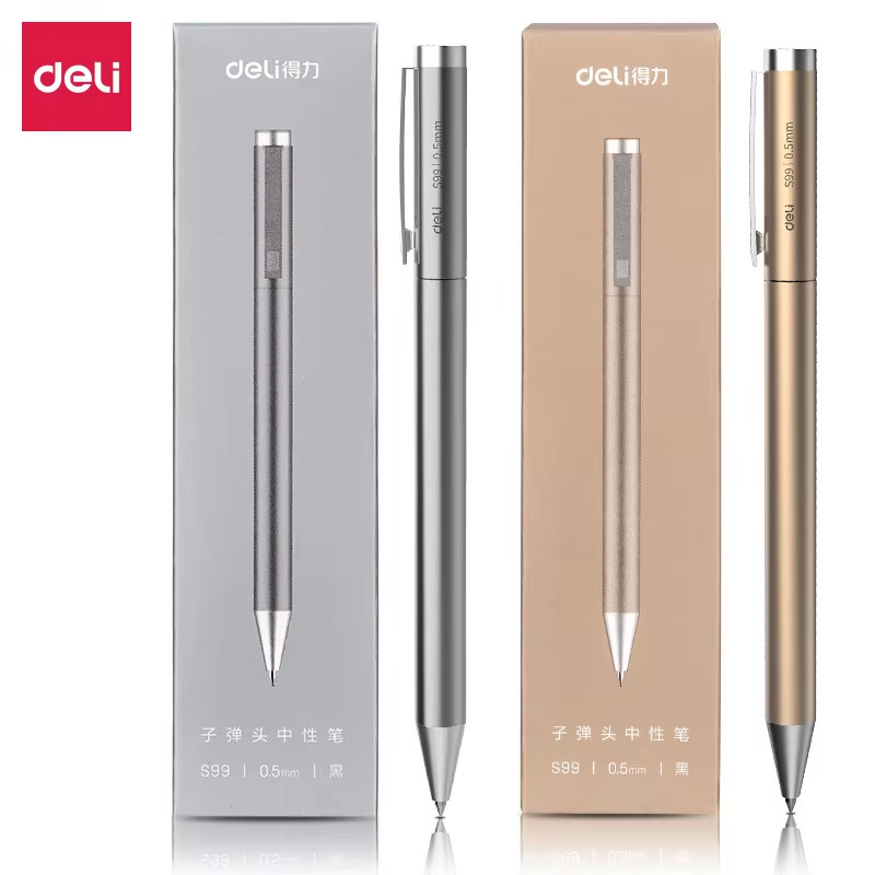 Deli Premium Metallic Signature ปากกา 0.5 มม.ทองเงินเจลหมึกปากกาเขียนเรียบสําหรับลงนามใบรับรองรางวัล Menus