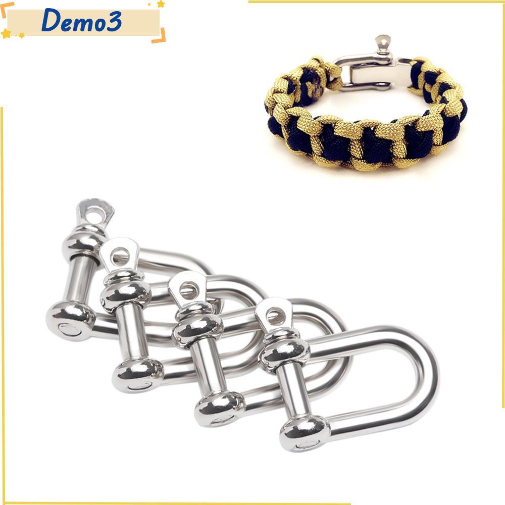 [DEMO3] หัวเข็มขัดกุญแจมือรูปตัว U 2/4/6 ชิ้นสีเงิน พาราคอร์ดเชือกสแตนเลสคุณภาพสูง