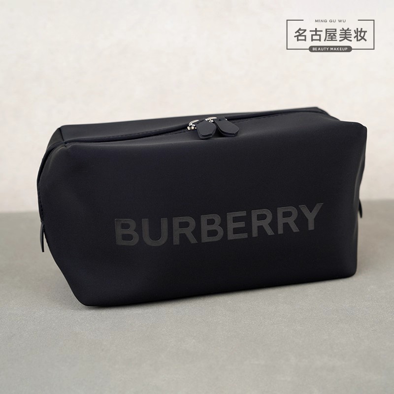 แนะนํา~เคาน์เตอร์ BURBERRY BURBERRY Cosmetic Bag Large Capacity Toiletry Bag Black Storage Bag