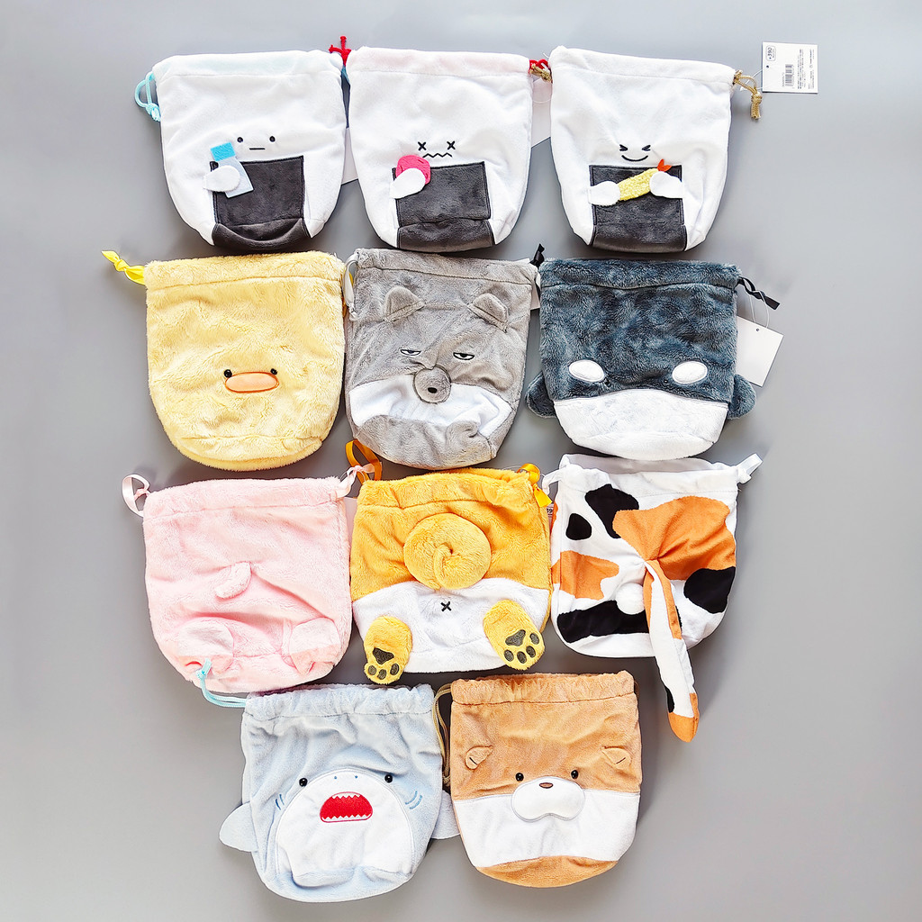 [พร้อมส่งในไทย] Drawstring Bag กระเป๋าหูรูด ถุงหูรูด ลายสัตว์ ใบใหญ่ ผ้านิ่ม ของแท้ 100% จากญี่ปุ่น