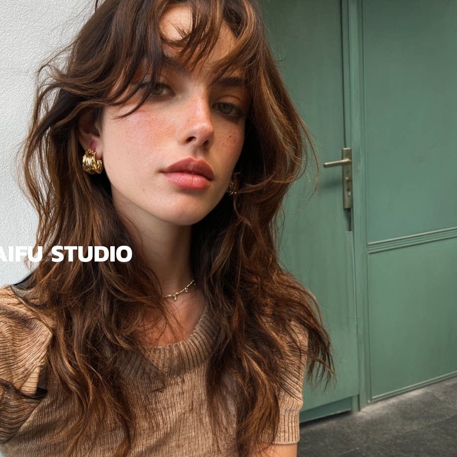 Star Studio/R916 INS สไตล์จีบโลหะไขลานต่างหูต่างหู Niche ยุโรปต่างหูอเมริกัน