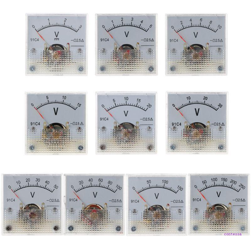 CON Analog Voltmeter DC สี่เหลี่ยมผืนผ้า Analog Volt Panel Meter Gauge 10 รูปแบบ Volt T