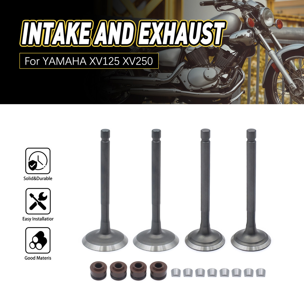 วาล์วไอเสียไอดีรถจักรยานยนต์ส่วนเครื่องยนต์ Inlet และไอเสียวาล์วชุดวาล์วสําหรับ YAMAHA XV125 xv250 x