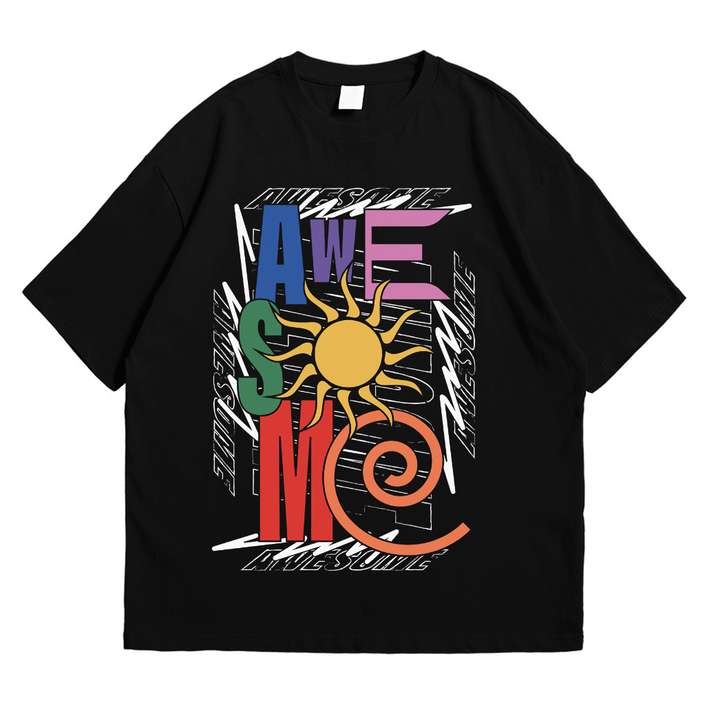 AWESOME เสื้อยืดสตรีทผ้าฝ้ายหวี 24s