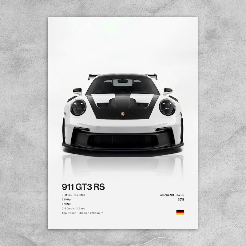 911 GT3 RS Wall Art โปสเตอร์สําหรับห้องนั่งเล่นที่ทันสมัยของขวัญตกแต่งบ้าน