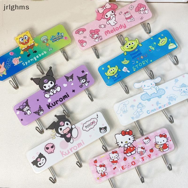 Jrlghms ตะขอแขวนผนังการ์ตูนตกแต่ง Kuromi Cinnamoroll อะคริลิคที่สร้างสรรค์ตะขอแขวนผนังที่แขวนกุญแจ