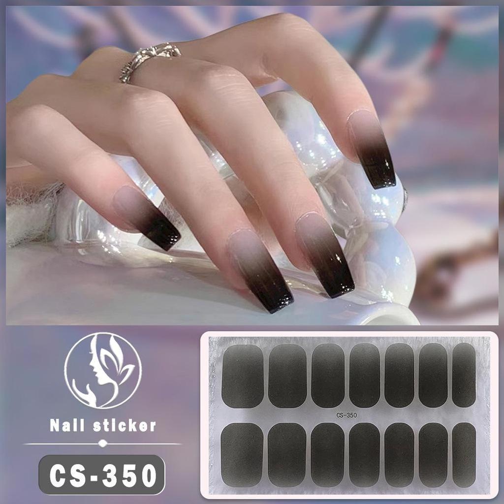 COD ชุดเล็บปลอมพร้อมการออกแบบกาว DIY French Finger Nail Art Fasle Nail สติ๊กเกอร์ติดเล็บ