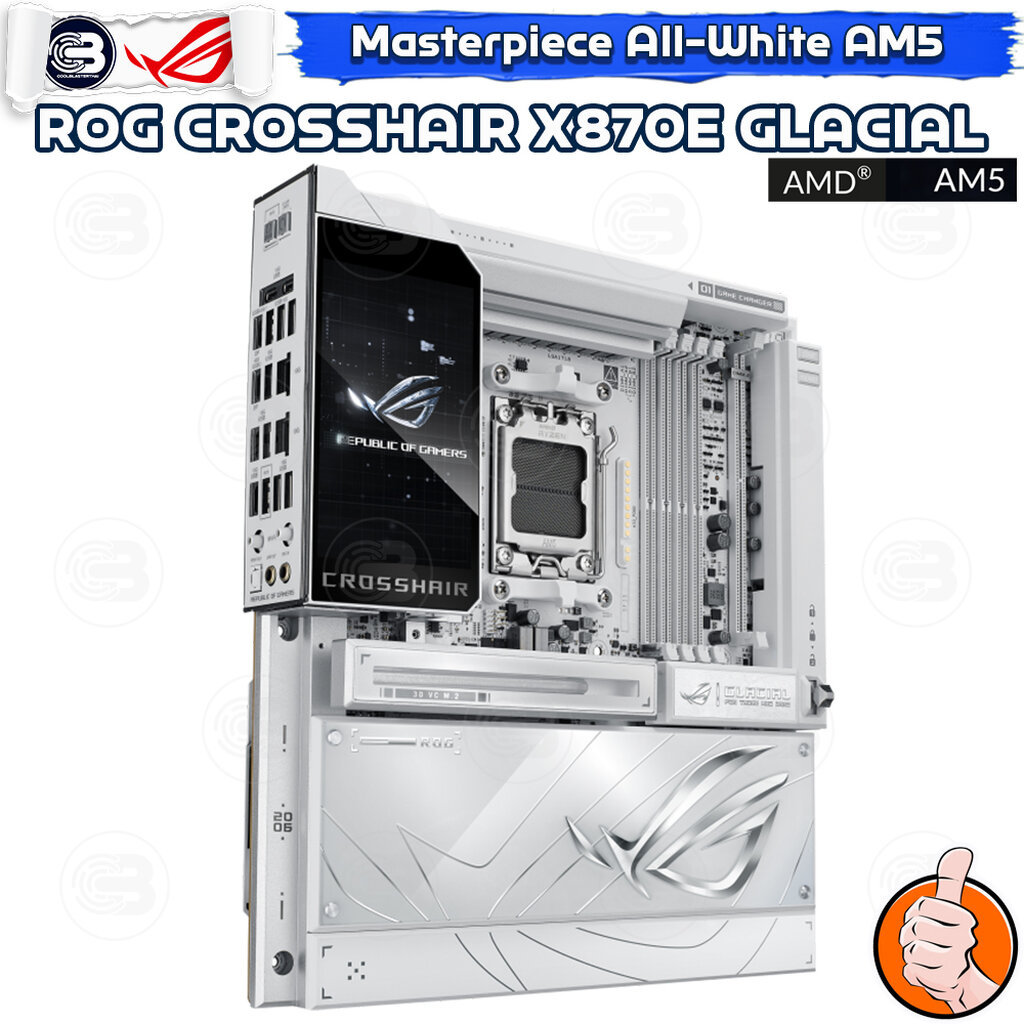 [CoolBlasterThai] ASUS MAINBOARD ROG CROSSHAIR X870E GLACIAL AMD SOCKET AM5 DDR5 ATX ประกัน 3 ปี
