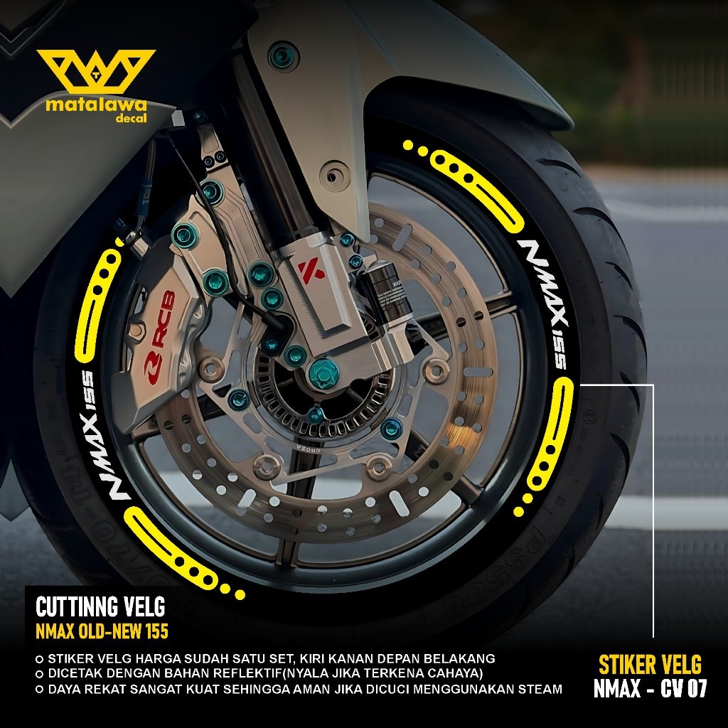 PREMIUM FRONT REAR RIMS สติ๊กเกอร์ตัดขอบ NMAX 155 เชื่อมต่อ liss สติ๊กเกอร์ variation yamaha old new
