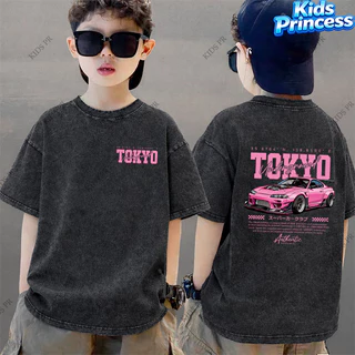 COD 2026 สินค้าใหม่ ทรงหลวม คอกลม เสื้อเด็ก kids Distressed T-shirt ผ้าฝ้าย เด็กชาย เสื้อผ้าเด็ก t-shirt S277