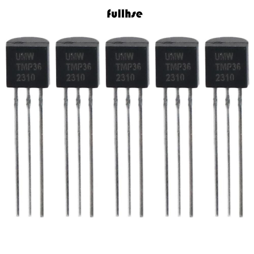 FULLHSE 5PCS 3-Pin, สีดํา TMP36GT9Z TMP36 เซ็นเซอร์อะนาล็อกอุณหภูมิ, ทนต่ออุณหภูมิสูง -40 °ซี-+125 °
