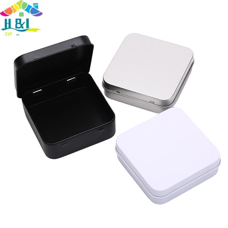H&L Mini Metal Tins Container Square Haded Flip Storage Tin Box Jewelry Coin Case {th}