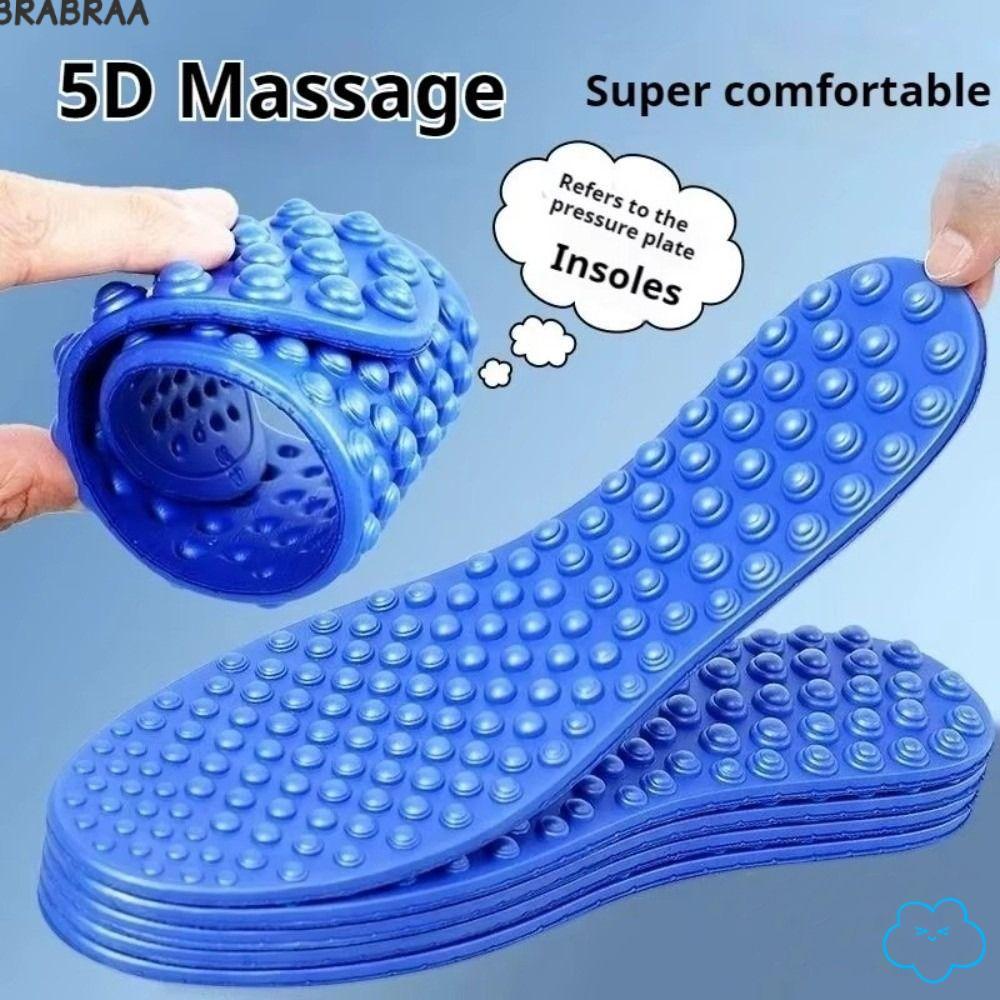 BRABRAA 1 คู่บรรเทาเท้าความเมื่อยล้ารองเท้า Insoles,กันกระแทกความยืดหยุ่นสูงพื้นรองเท้านวด,นิ้วมือความดัน Board Design EVA นุ่มกีฬา Insoles สําหรับผู้ชายผู้หญิง