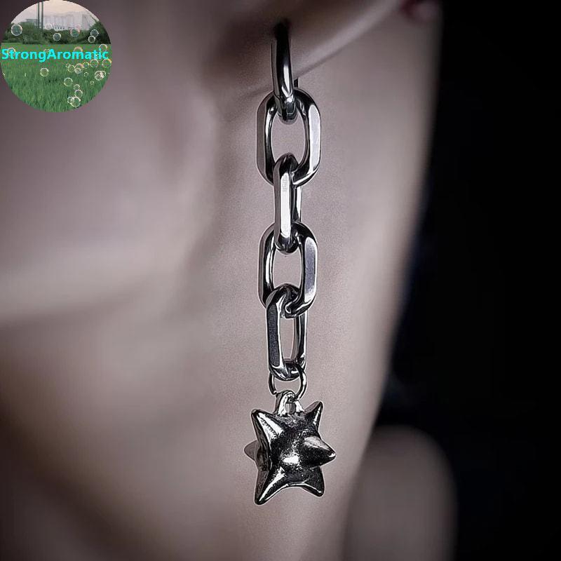StrongAromatic ต่างหู Gothic Spike Ball Hoop Dangle Punk Statement Charm Drop