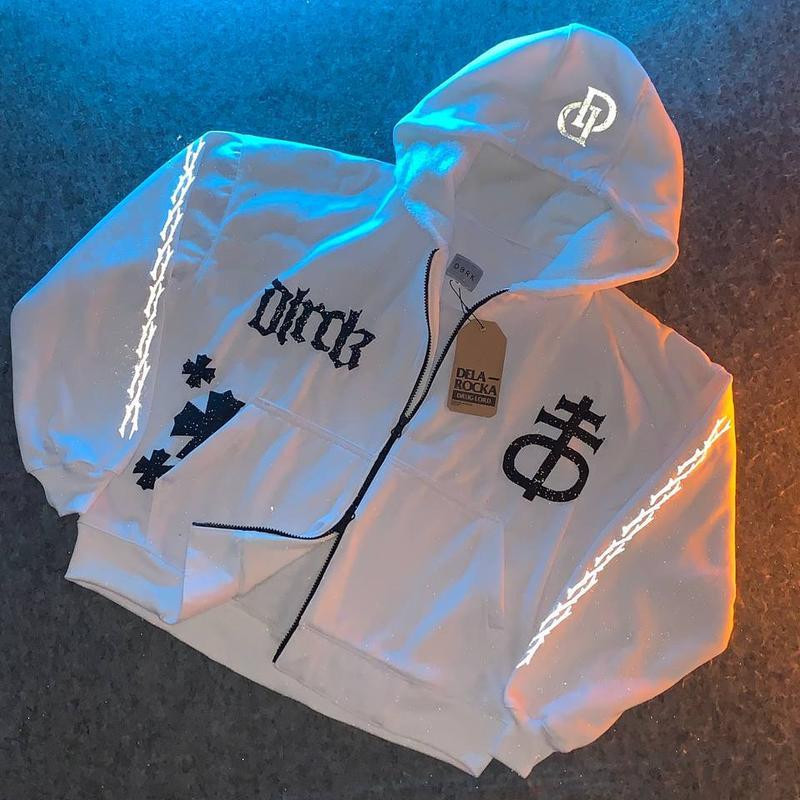 HOODIE DOUBLE DEAL ZIPPER DELACOCKA สะท้อนแสง DTF Screen Printing ME4 Nnik