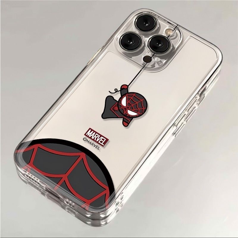 ซิลิโคน TPU รวมทุกอย่าง Shock-Resistant โปร่งใสอินเทรนด์ Spider รุ่น Q การ์ตูน iPhone 17 16 15 14 13