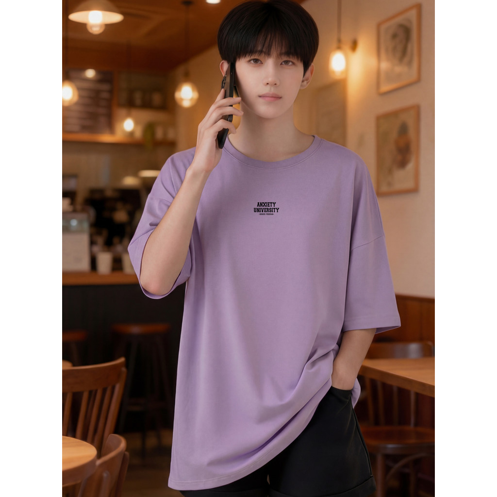 2R269 Lelaki Baju T เสื้อผู้ชาย Tshirt M-5XL เสื้อผ้าสไตล์เกาหลี Crop Top Tops รอบคอขนาดใหญ่ Plus ขน