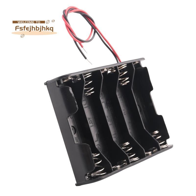 [fsfejhbjhkq]5 x 1.5V AA Battery Slot Holder Case Box Wire Black