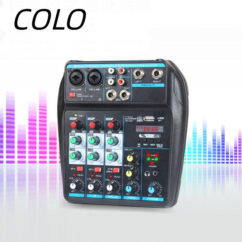 COLO DJ Console Mixer, Bluetooth Monitor Karaoke System Audio Mixer, 4 Channel พร้อม 48V Phantom Pow