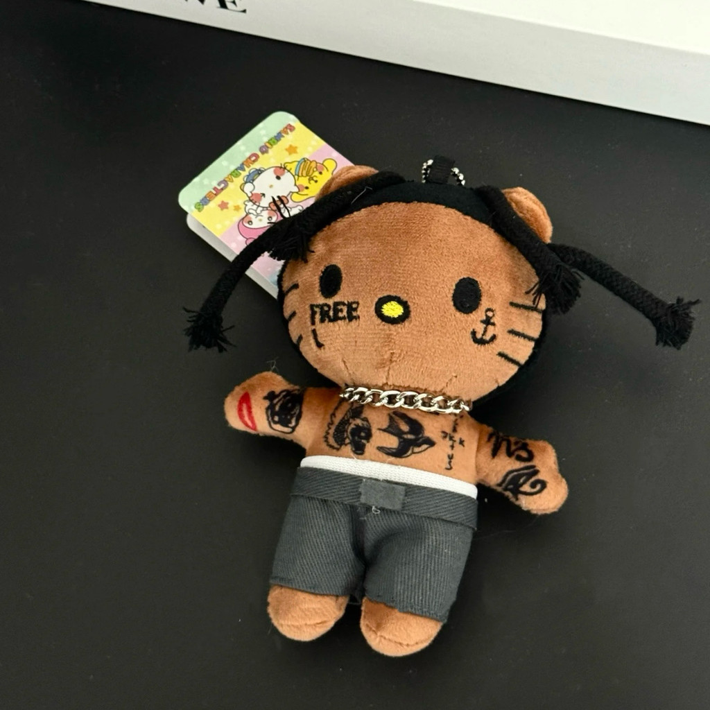 กระเป๋าจี้ตุ๊กตา Raptor Hello Kitty สไตล์น่ารัก อินเทรนด์ ทำจากหนังสีดำ