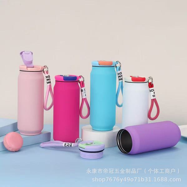 Amazon Simple Stainless Steel Cola Cans Creative Cooling Cans Straw Thermos Cups Portable Car Water 