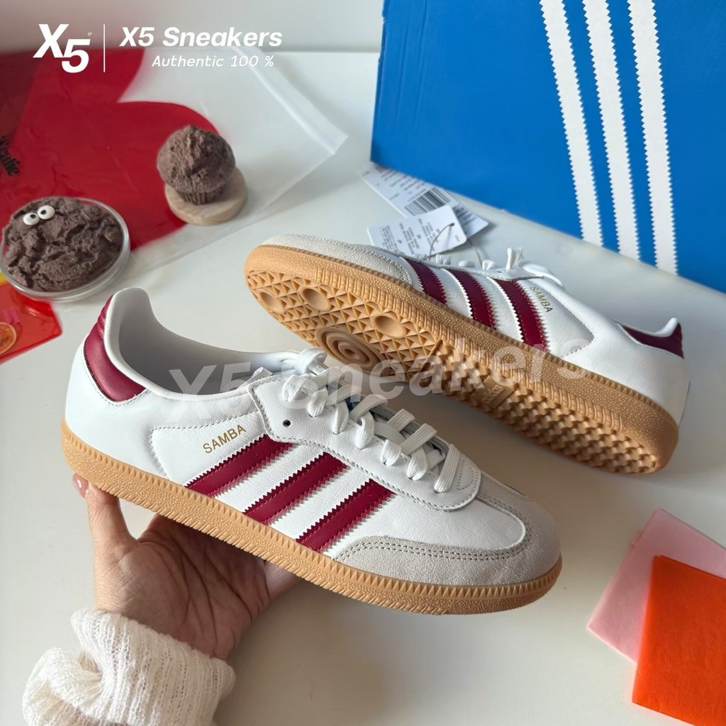 adidas ของแท้ 100% Samba OG สีขาวแดง