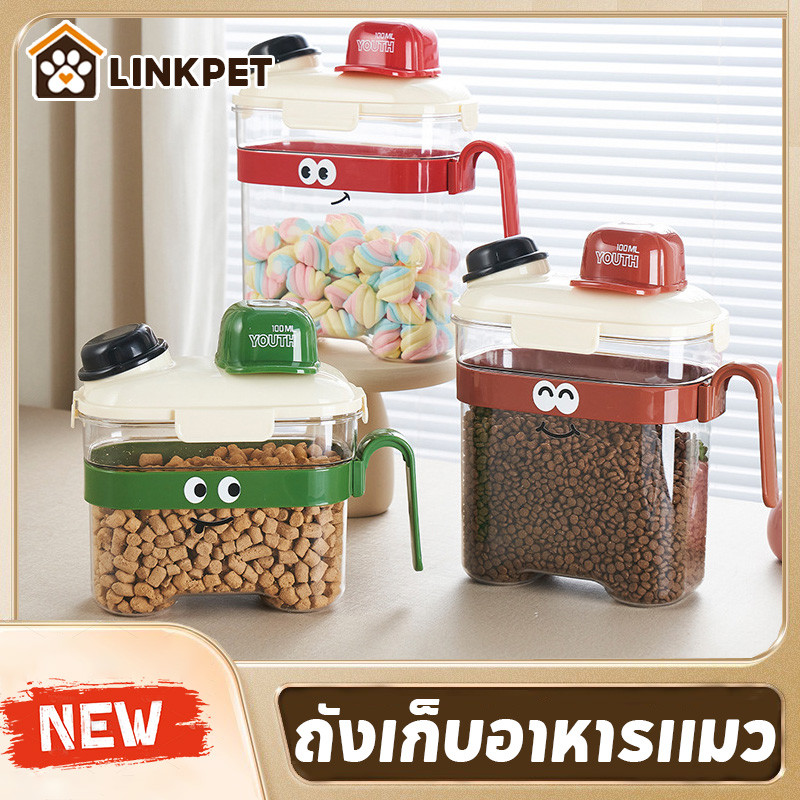 ถังเก็บอาหารแมว ใส่อาหารแมว จานให้อาหาร 3.6L ถ้วยข้าวแมว ปิดผนึกอย่างดี กันความชื้น ความจุขนาดใหญ่