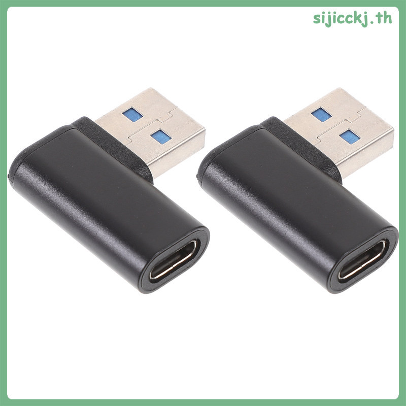 📱 2 ชิ้น USB 90 องศาอะแดปเตอร์พลาสติกสีดําโลหะมุมขวา USB 3.0 สําหรับโทรศัพท์ชาร์จ sijicckj