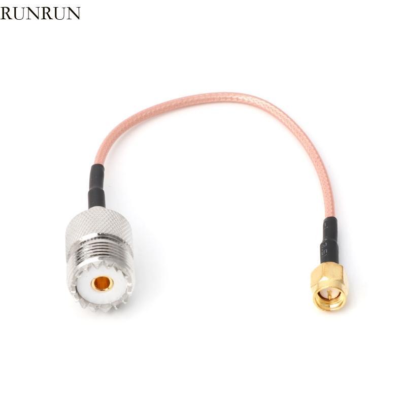 RUN RG316 สายจัมเปอร์ Pigtail UHF SO239 หญิง PL259 ถึง SMA ชายปลั๊ก Crimp Adapter