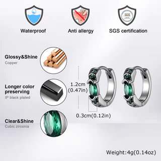 VNOX วีน็อกซ์ ต่างหูเพทาย สไตล์ใหม่สีเขียว หรูหราเรียบง่าย เหมาะสำหรับผู้ชายและผู้หญิง เป็นของขวัญดีๆ