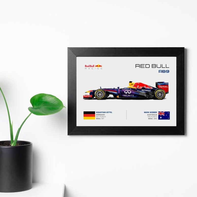 Red Bull RB9 F1 โปสเตอร์ผ้าใบพิมพ์ F1 รถโปสเตอร์สูตร 1 โปสเตอร์ Sebastian Vetel โปสเตอร์ Mark Webber